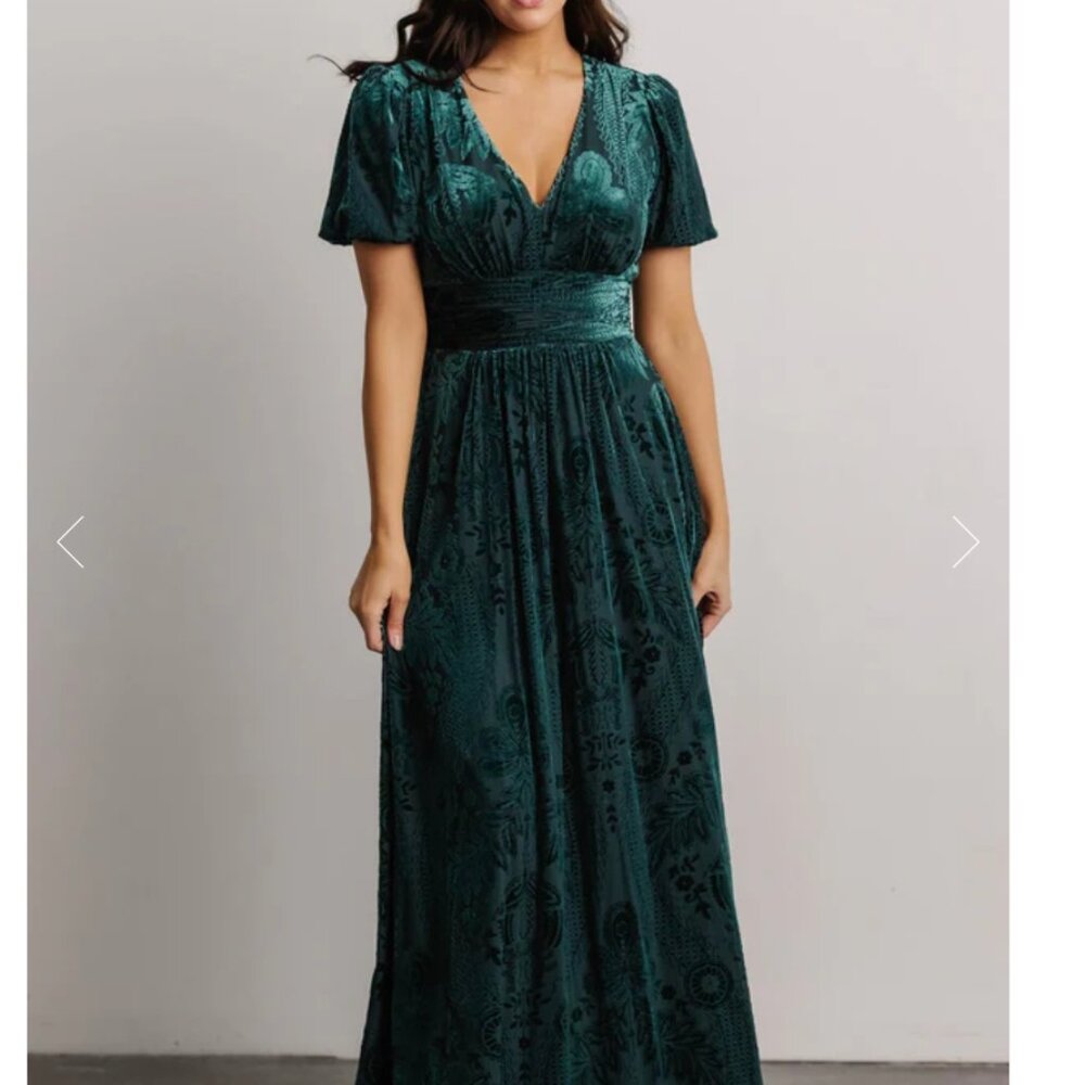 Baltic Born green velvet maxi dress, XS, NWT